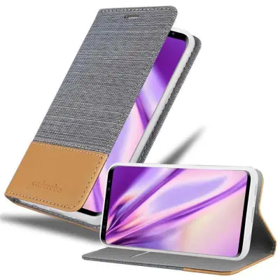 CADORABO Ohišje, združljiv s Samsungom v svetlo sivo rjavi barvi - zaščitni pokrov z magnetnim zapiranjem, stoječo funkcijo in režo za kartico