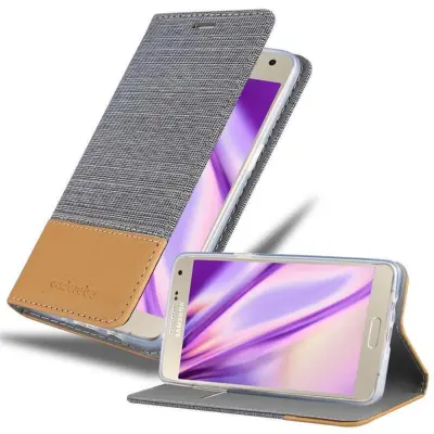 CADORABO Ohišje, združljiv s Samsungom v svetlo sivo rjavi barvi - zaščitni pokrov z magnetnim zapiranjem, stoječo funkcijo in režo za kartico