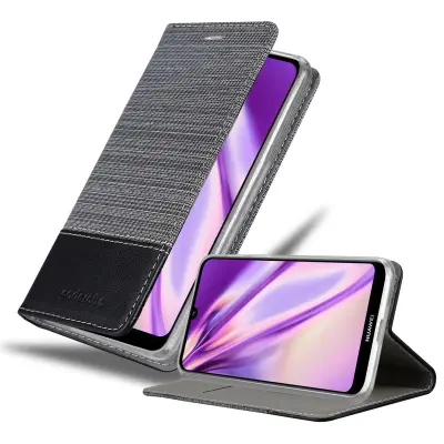 CADORABO Ohišje, združljiv s Huawei v sivi črni barvi - zaščitni pokrov z magnetnim zapiranjem, stoječo funkcijo in režo za kartico