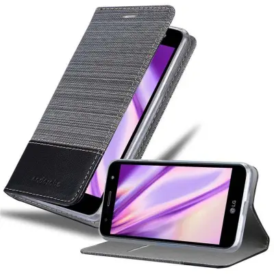 Cadorabo Case, združljiv z LG v sivi črni barvi - zaščitni pokrov z magnetnim zapiranjem, stoječo funkcijo in režo za kartico