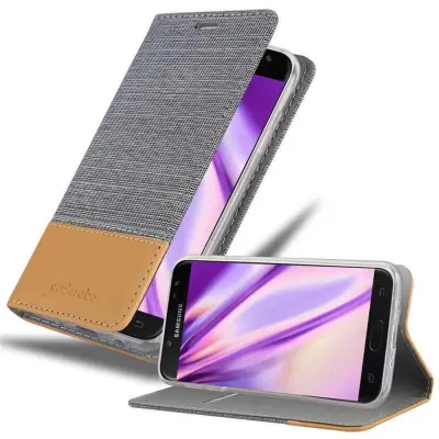 CADORABO Ohišje, združljiv s Samsungom v svetlo sivo rjavi barvi - zaščitni pokrov z magnetnim zapiranjem, stoječo funkcijo in režo za kartico