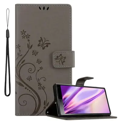 CADORABO Sony Xperia 10/Xperia XA3 v klasična črna - ovitek v cvetličnem dizajnu z magnetnim zapiranjem, stoječo funkcijo in režami za kartice