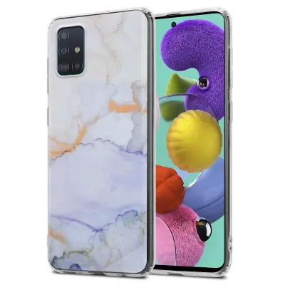 Cadorabo Case, združljiv s Samsungom v beli vijolični zlati marmor Gm 09 - Zaščitni pokrov iz silikona TPU z vzorcem mozaikom