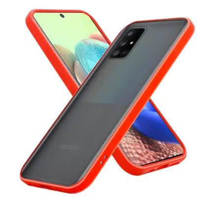 CADORABO Samsung v zamrznjenih rdečih - črnih tipkah - hibridni zaščitni pokrov s silikonom TPU v notranjosti in mat plastičnim hrbtom