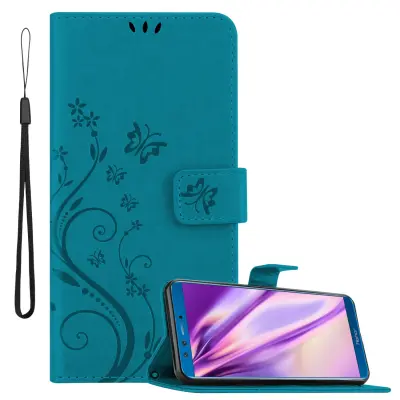 CADORABO Honor 9X LITE v klasična rožnata zlata - ovitek v cvetličnem dizajnu z magnetnim zapiranjem, stoječo funkcijo in režami za kartice