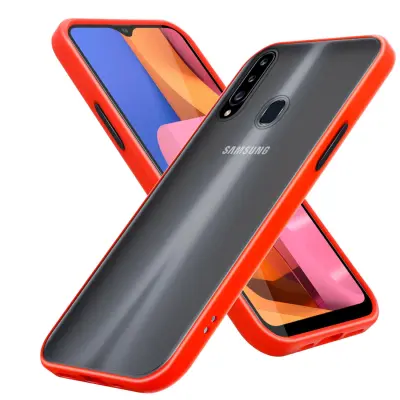 CADORABO Samsung v zamrznjenih rdečih - črnih tipkah - hibridni zaščitni pokrov s silikonom TPU v notranjosti in mat plastičnim hrbtom