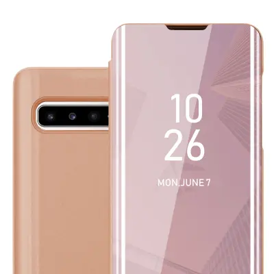 CADORABO CARE, združljiv s Samsungom v Kunzit Pink - prozorno za zaščito z ogledalom z zrcalo z funkcijo stojala 360 stopinj zaščita