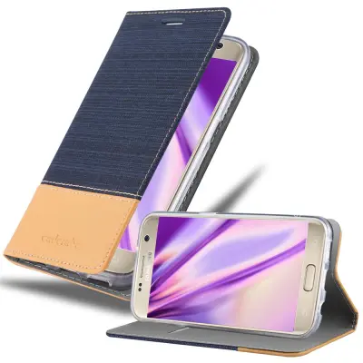 Cadorabo Case, združljiv s Samsungom v temno modro rjavi barvi - zaščitni pokrov z magnetnim zapiranjem, stoječo funkcijo in režo za kartico