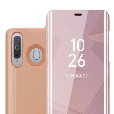 CADORABO CARE, združljiv s Samsungom v Kunzit Pink - prozorno za zaščito z ogledalom z zrcalo z funkcijo stojala 360 stopinj zaščita