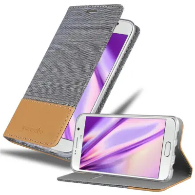 CADORABO Ohišje, združljiv s Samsungom v svetlo sivo rjavi barvi - zaščitni pokrov z magnetnim zapiranjem, stoječo funkcijo in režo za kartico