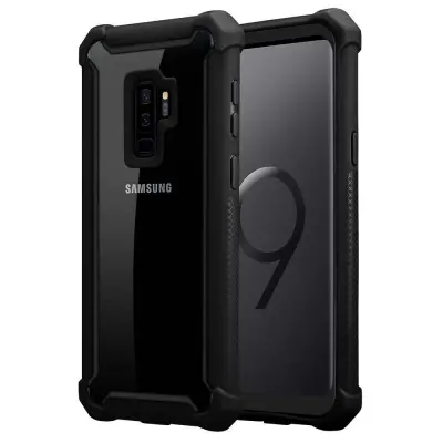Cadorabo Case, združljiv s Samsungom v Alder Black-2-in-1 zaščitni pokrov s silikonskim robom TPU in akrilnim steklom