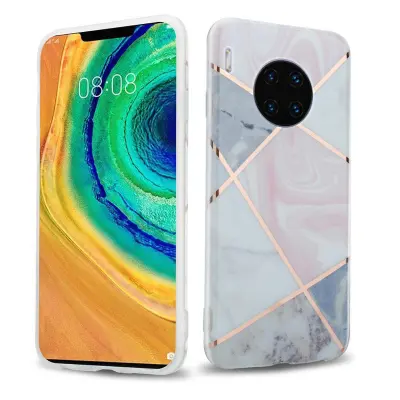 Cadorabo Case, združljiv s Huawei v roza belem zlatim marmorju št. 9 - Zaščitni pokrov iz silikona TPU z vzorcem mozaikom