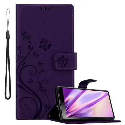 CADORABO Sony Xperia 10/Xperia XA3 v klasična temno modra - ovitek v cvetličnem dizajnu z magnetnim zapiranjem, stoječo funkcijo in režami za kartice