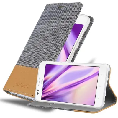 CADORABO Ohišje, združljiv s HTC v svetlo sivo rjavi barvi - zaščitni pokrov z magnetnim zapiranjem, stoječo funkcijo in režo za kartico