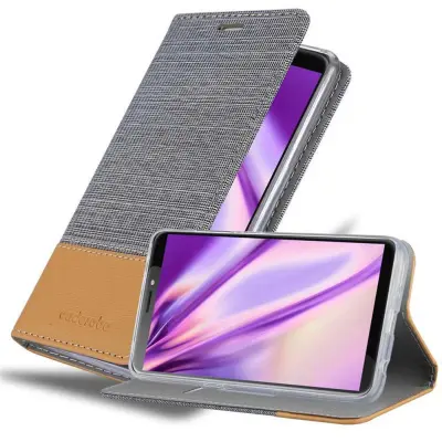 CADORABO Ohišje, združljiv s HTC v svetlo sivo rjavi barvi - zaščitni pokrov z magnetnim zapiranjem, stoječo funkcijo in režo za kartico