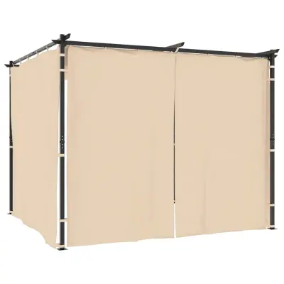 vidaXL Paviljon z zavesami 3x3 m krem jeklo