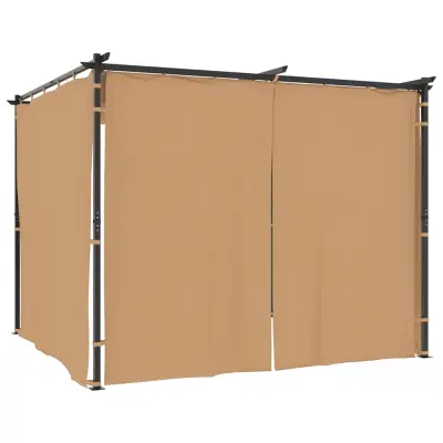 vidaXL Paviljon z zavesami 3x3 m taupe jeklo