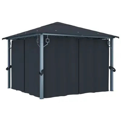 vidaXL Paviljon z zaveso 300x300 cm antraciten aluminij