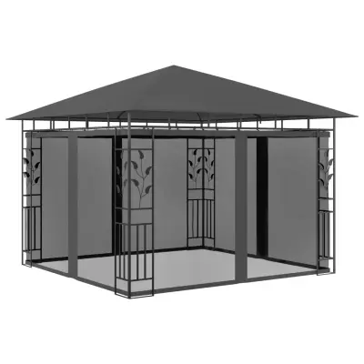 vidaXL Paviljon z mrežo proti komarjem 3x3x2,73 m antraciten 180 g/m²