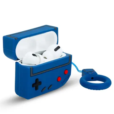 CADORABO Ohišje, združljiv z Apple - Design Retro Game Blue - Prenosne silikonske slušalke zaščitne pokrov 3D Keychain