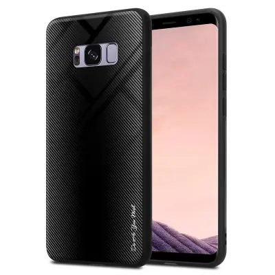 CADORABO Ohišje, združljiv s Samsung - Stripe Optics v Opal Black - Zaščitni pokrov iz silikona TPU in hrbta iz kaljenega stekla