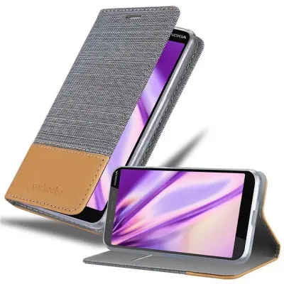 CADORABO Ohišje, združljiv z Nokia v svetlo sivo rjavi barvi - zaščitni pokrov z magnetnim zapiranjem, stoječo funkcijo in režo za kartico