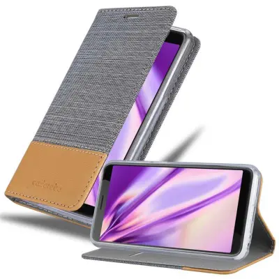 CADORABO Ohišje, združljiv s HTC v svetlo sivo rjavi barvi - zaščitni pokrov z magnetnim zapiranjem, stoječo funkcijo in režo za kartico