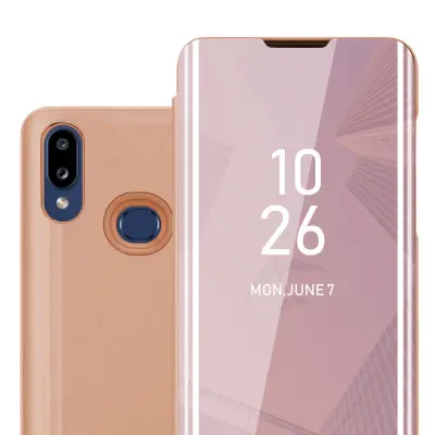 CADORABO CARE, združljiv s Samsungom v Kunzit Pink - prozorno za zaščito z ogledalom z zrcalo z funkcijo stojala 360 stopinj zaščita