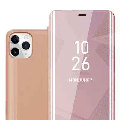 Cadorabo Case, združljiv z Apple v Kunzit Pink - Clear View Zrcalo Zaščitni pokrov s funkcijo stojala 360 stopinj zaščita