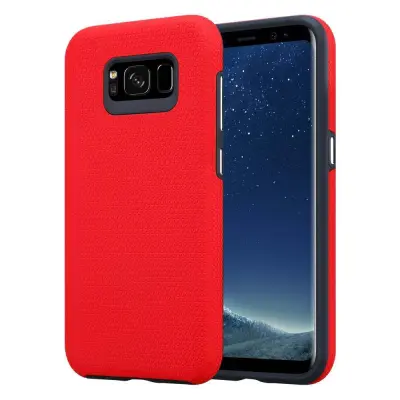 CADORABO Samsung v nageljni rdeči - zunanji hibridni zaščitni pokrov z dodatnim oprijemom površine v trikotniku, narejen iz silikona in plastike
