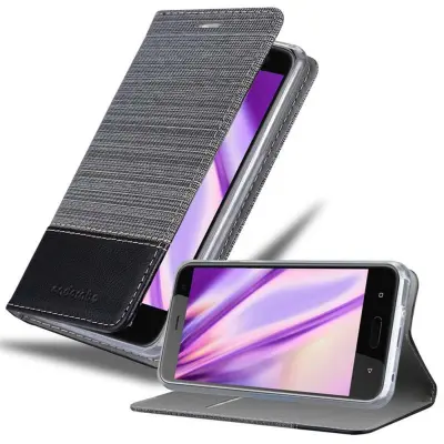 CADORABO Ohišje, združljiv s HTC v sivi črni barvi - zaščitni pokrov z magnetnim zapiranjem, stoječo funkcijo in režo za kartico