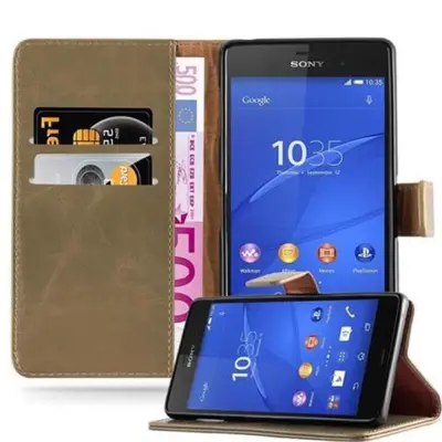 CADORABO CARE, združljiv s Sonyjem v Capuccino Brown - Zaščitni pokrov z magnetnim zapiranjem, stoječo funkcijo in režo za kartico