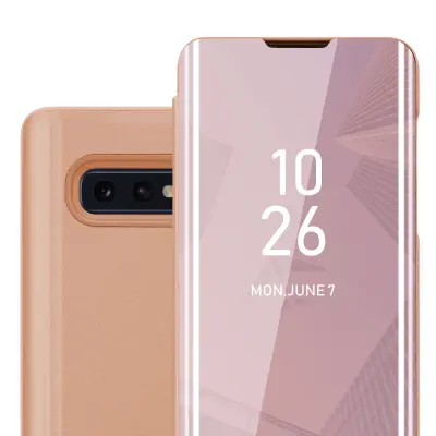 CADORABO CARE, združljiv s Samsungom v Kunzit Pink - prozorno za zaščito z ogledalom z zrcalo z funkcijo stojala 360 stopinj zaščita