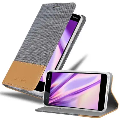 CADORABO Ohišje, združljiv z Nokia v svetlo sivo rjavi barvi - zaščitni pokrov z magnetnim zapiranjem, stoječo funkcijo in režo za kartico