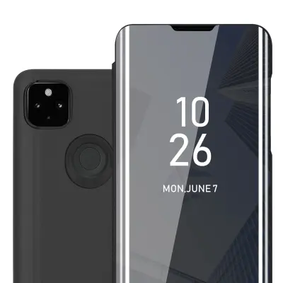 CADORABO CASE, združljiv z Googlom v Tourmaline Black - Clear View Zrcalo Zaščitni pokrov s funkcijo stojala 360 stopinj zaščita