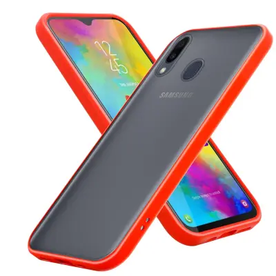 CADORABO Samsung v zamrznjenih rdečih - črnih tipkah - hibridni zaščitni pokrov s silikonom TPU v notranjosti in mat plastičnim hrbtom