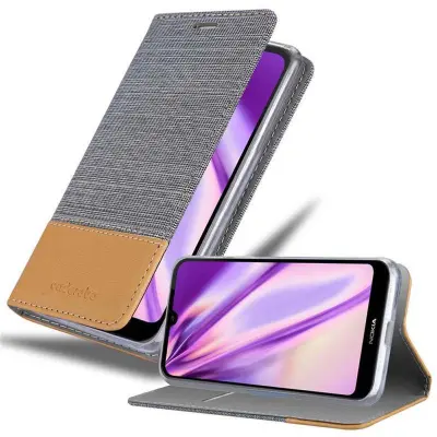 CADORABO Ohišje, združljiv z Nokia v svetlo sivo rjavi barvi - zaščitni pokrov z magnetnim zapiranjem, stoječo funkcijo in režo za kartico