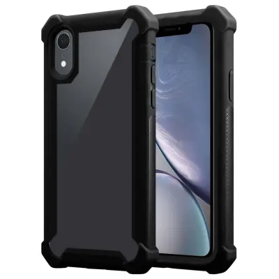 CADORABO Ohišje, združljiv z Apple v Alder Black-2-in-1 zaščitni pokrov s silikonskim robom TPU in akrilnim steklenim hrbtom