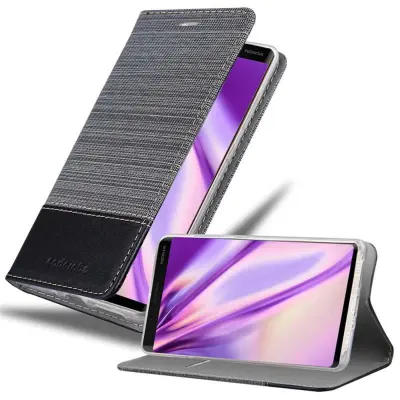 Cadorabo Case, združljiv z Nokia v sivi črni barvi - zaščitni pokrov z magnetnim zapiranjem, stoječo funkcijo in režo za kartico
