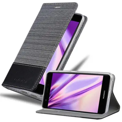 CADORABO Ohišje, združljiv s Huawei v sivi črni barvi - zaščitni pokrov z magnetnim zapiranjem, stoječo funkcijo in režo za kartico