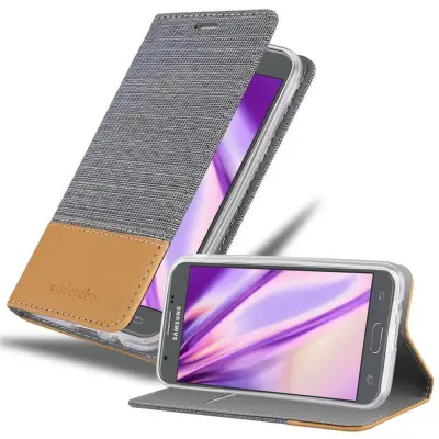 CADORABO Ohišje, združljiv s Samsungom v svetlo sivo rjavi barvi - zaščitni pokrov z magnetnim zapiranjem, stoječo funkcijo in režo za kartico