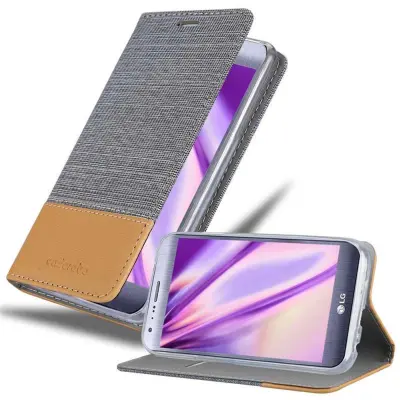 CADORABO Ohišje, združljiv z LG v svetlo sivo rjavi barvi - zaščitni pokrov z magnetnim zapiranjem, stoječo funkcijo in režo za kartico