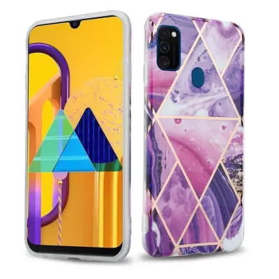 Cadorabo Case, združljiv s Huawei v vijolični valovni marmor št. 14 - Zaščitni pokrov iz silikona TPU z vzorcem mozaika