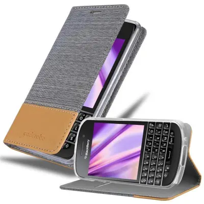 CADORABO Ohišje, združljiv s BlackBerryjem v svetlo sivo rjavi barvi - zaščitni pokrov z magnetnim zapiranjem, stoječo funkcijo in režo za kartico