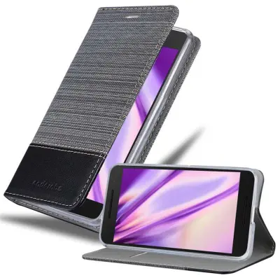 CADORABO Ohišje, združljiv s Huawei v sivi črni barvi - zaščitni pokrov z magnetnim zapiranjem, stoječo funkcijo in režo za kartico