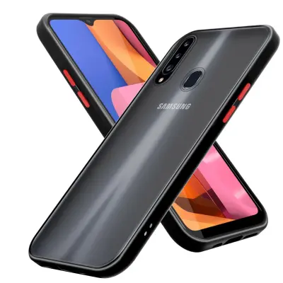 CADORABO Samsung v zamrznjenih črnih - rdečih tipkah - hibridni zaščitni pokrov s silikonom TPU v notranjosti in mat plastičnim hrbtom