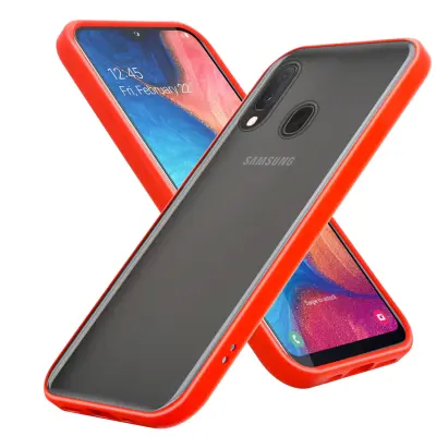 CADORABO Samsung v zamrznjenih rdečih - črnih tipkah - hibridni zaščitni pokrov s silikonom TPU v notranjosti in mat plastičnim hrbtom