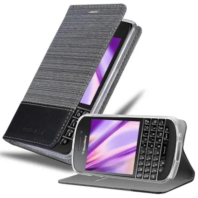 CADORABO Ohišje, združljiv s BlackBerry v sivi črni barvi - zaščitni pokrov z magnetnim zapiranjem, stoječo funkcijo in režo za kartico
