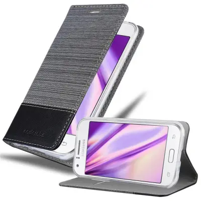 Cadorabo Case, združljiv s Samsungom v sivi črni barvi - zaščitni pokrov z magnetnim zapiranjem, stoječo funkcijo in režo za kartico