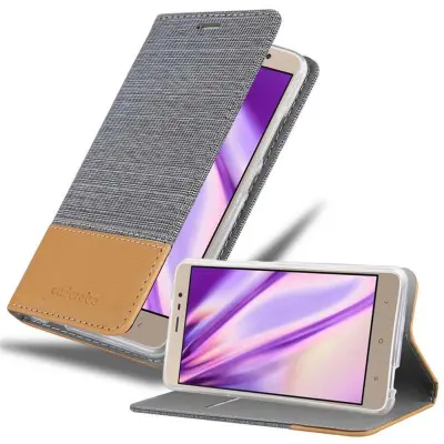CADORABO Ohišje, združljiv s Xiaomi v svetlo sivi rjavi barvi - zaščitni pokrov z magnetnim zapiranjem, stoječo funkcijo in režo za kartico